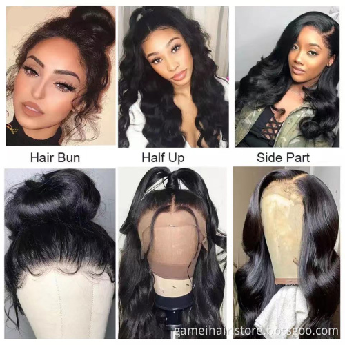 Raw Brazilian Cuticle Aligned Virgin Human Hair Full HD 4x4 5x5 Swiss Lace Closure Pre Plucked Body Wave Wig Lace Frontal Wig